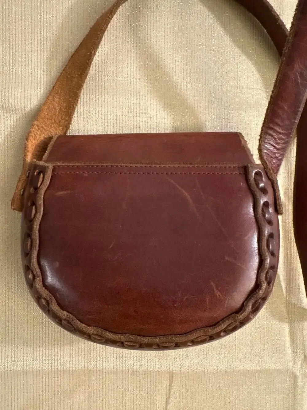 Vintage Boho Brown Leather Crossbody Bag